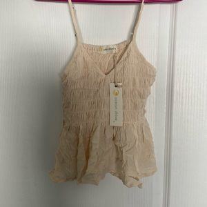NWT Ocean Drive Gauze Crop Tank Natural (Medium)
